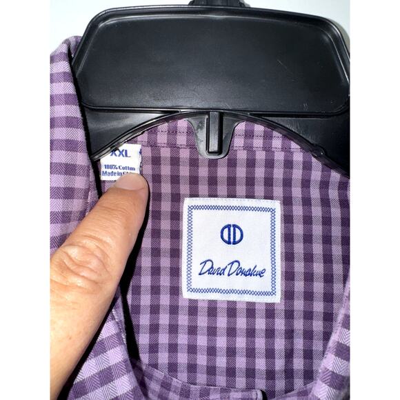 David Donahue Men's XXL Purple Check Long Sleeve Button Up Shirt - Picture 3 of 8